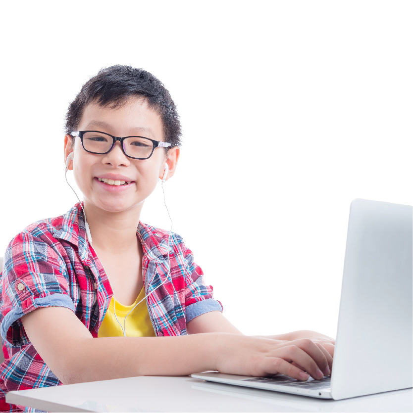 A junior student preparing PSLE with Studysmart on a laptop.